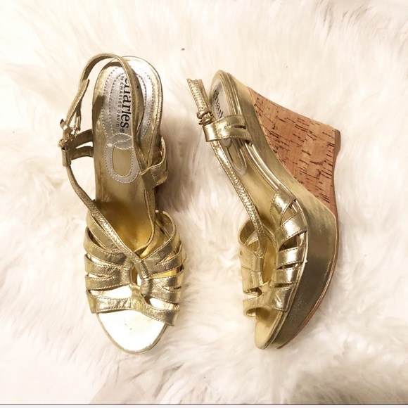 Charles David Shoes - Charles by Charles David Gold Cork Wedges!